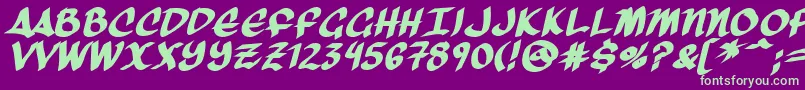 フォントThreeArrowsBold – 紫の背景に緑のフォント