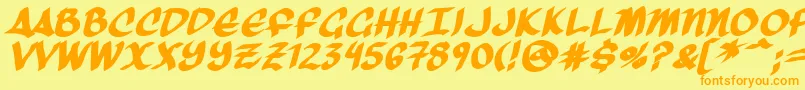 フォントThreeArrowsBold – オレンジの文字が黄色の背景にあります。
