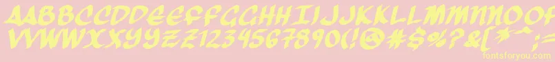 ThreeArrowsBold-fontti – keltaiset fontit vaaleanpunaisella taustalla