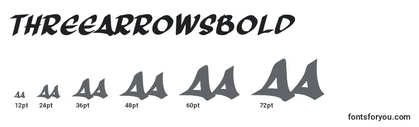 Размеры шрифта ThreeArrowsBold