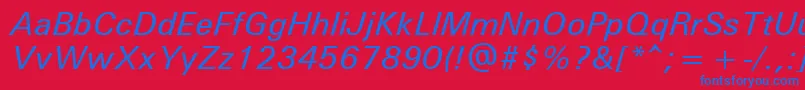 Unvr56x-Schriftart – Blaue Schriften auf rotem Hintergrund