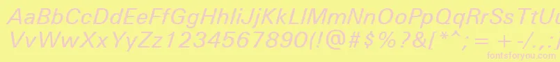 フォントUnvr56x – ピンクのフォント、黄色の背景