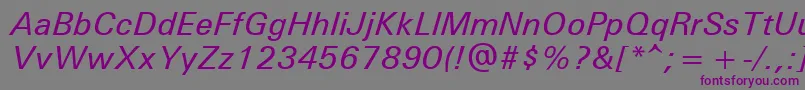 フォントUnvr56x – 紫色のフォント、灰色の背景