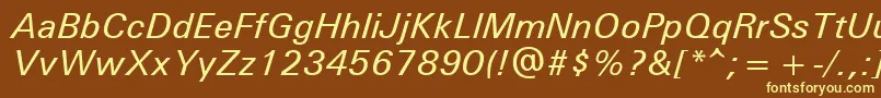 Unvr56x-fontti – keltaiset fontit ruskealla taustalla