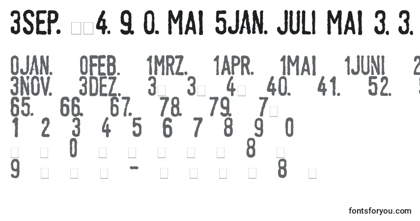 Schriftart LinotypeTagesstempelNormal – Alphabet, Zahlen, spezielle Symbole