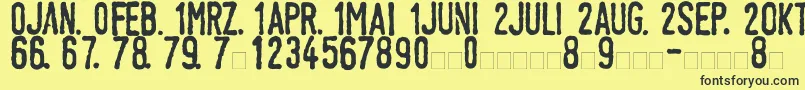 Fonte LinotypeTagesstempelNormal – fontes pretas em um fundo amarelo