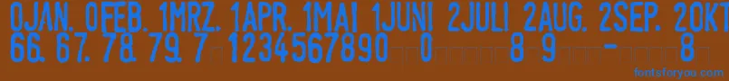 LinotypeTagesstempelNormal Font – Blue Fonts on Brown Background