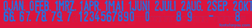 LinotypeTagesstempelNormal Font – Blue Fonts on Red Background