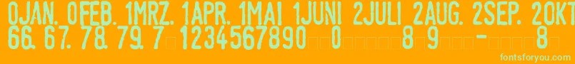 LinotypeTagesstempelNormal Font – Green Fonts on Orange Background