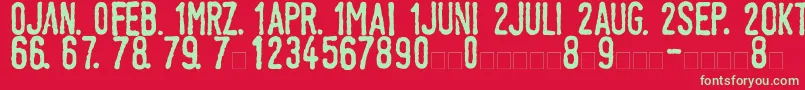 フォントLinotypeTagesstempelNormal – 赤い背景に緑の文字