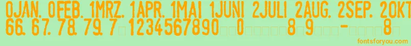 LinotypeTagesstempelNormal Font – Orange Fonts on Green Background
