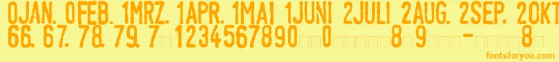 LinotypeTagesstempelNormal Font – Orange Fonts on Yellow Background