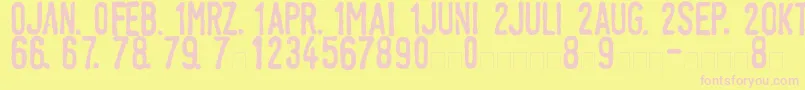 LinotypeTagesstempelNormal Font – Pink Fonts on Yellow Background