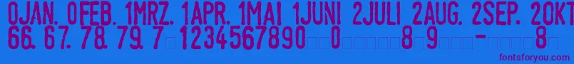 LinotypeTagesstempelNormal Font – Purple Fonts on Blue Background