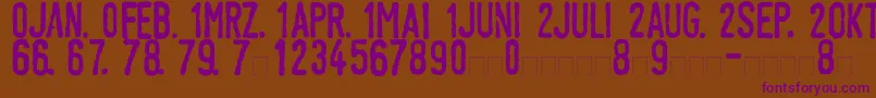 LinotypeTagesstempelNormal Font – Purple Fonts on Brown Background