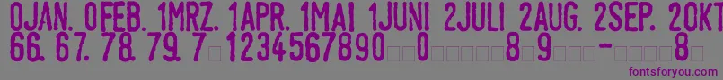 LinotypeTagesstempelNormal-fontti – violetit fontit harmaalla taustalla