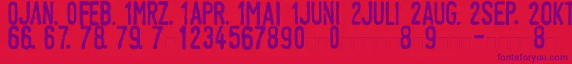 LinotypeTagesstempelNormal Font – Purple Fonts on Red Background