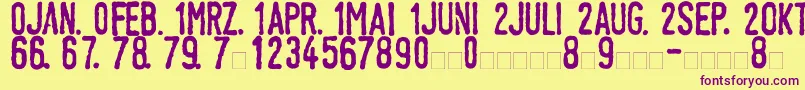 LinotypeTagesstempelNormal Font – Purple Fonts on Yellow Background