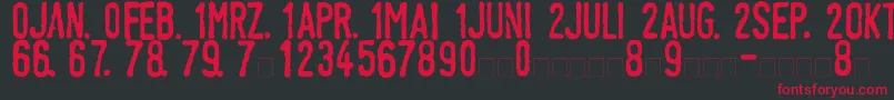 LinotypeTagesstempelNormal Font – Red Fonts on Black Background