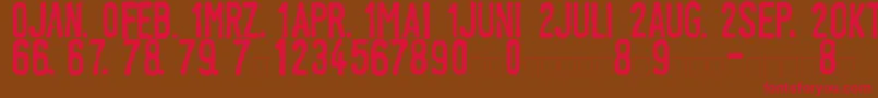 LinotypeTagesstempelNormal Font – Red Fonts on Brown Background