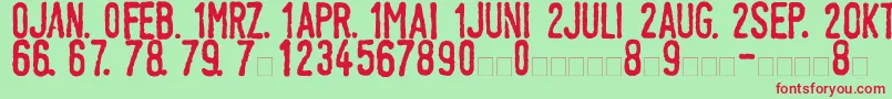LinotypeTagesstempelNormal Font – Red Fonts on Green Background