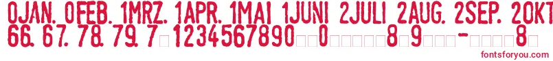 フォントLinotypeTagesstempelNormal – 白い背景に赤い文字