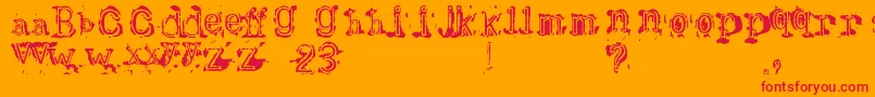 フォントBracille – オレンジの背景に赤い文字