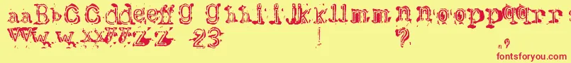 Bracille-Schriftart – Rote Schriften auf gelbem Hintergrund