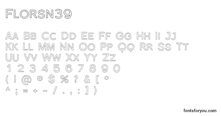 Schriftart Florsn39 – Alphabet, Zahlen, spezielle Symbole