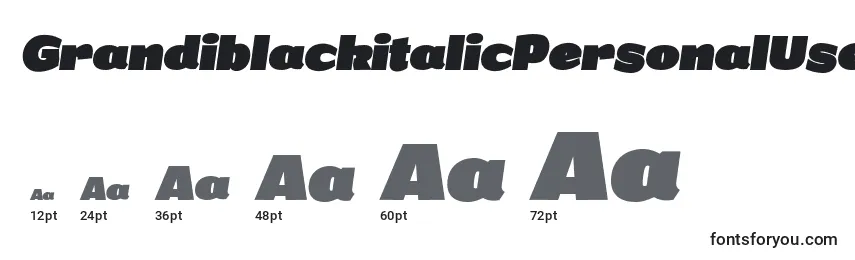 GrandiblackitalicPersonalUse Font Sizes