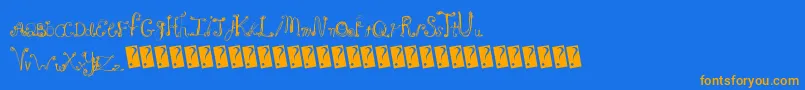 Frenchsugar-Schriftart – Orangefarbene Schriften auf blauem Hintergrund