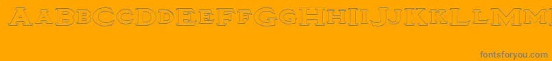 Tinplatetitlingwide-Schriftart – Graue Schriften auf orangefarbenem Hintergrund