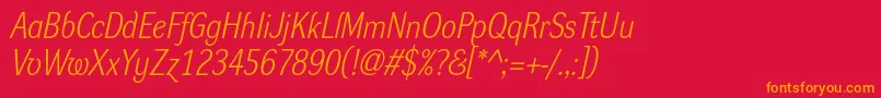 DynagrotesklmItalic Font – Orange Fonts on Red Background