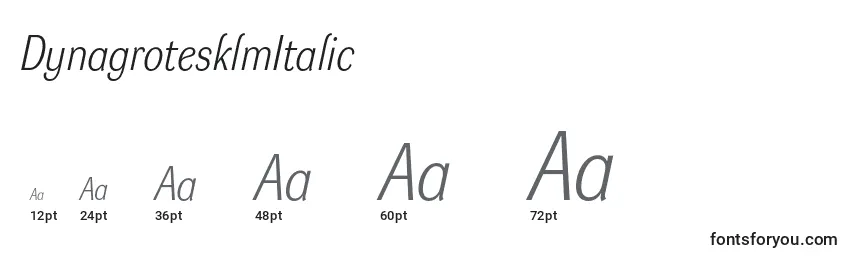 Размеры шрифта DynagrotesklmItalic