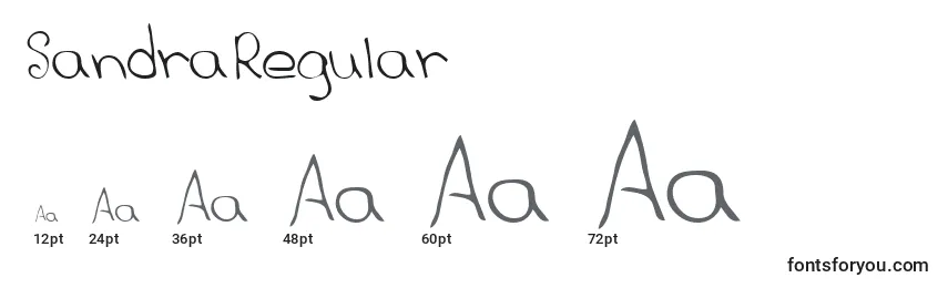 sizes of sandraregular font, sandraregular sizes