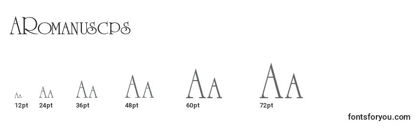sizes of aromanuscps font, aromanuscps sizes