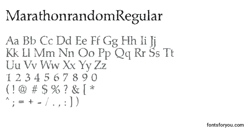 characters of marathonrandomregular font, letter of marathonrandomregular font, alphabet of  marathonrandomregular font