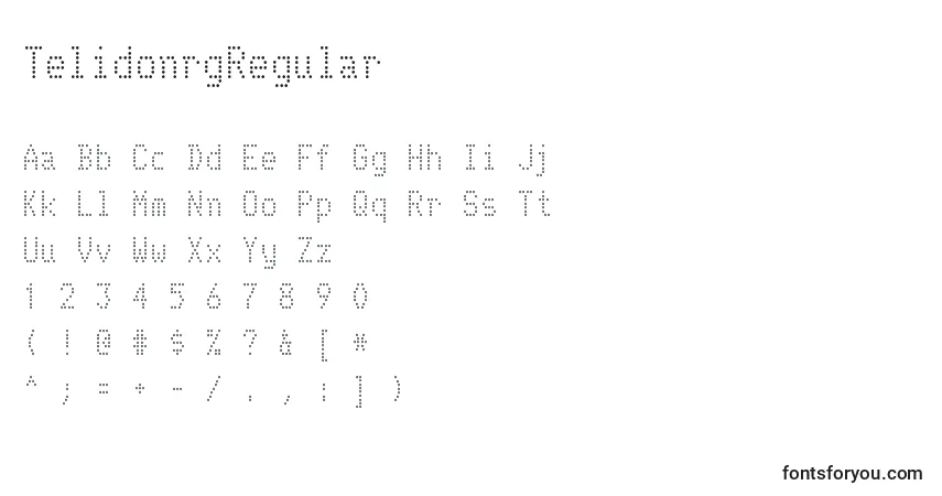 characters of telidonrgregular font, letter of telidonrgregular font, alphabet of  telidonrgregular font