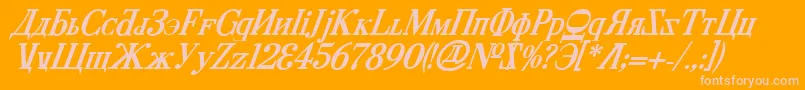 Cyberv2bi-Schriftart – Rosa Schriften auf orangefarbenem Hintergrund