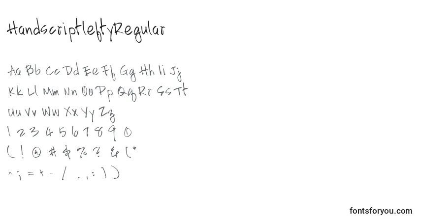 HandscriptleftyRegular-fontti – aakkoset, numerot, erikoismerkit