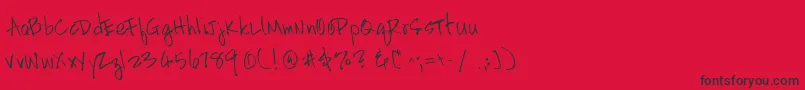Czcionka HandscriptleftyRegular – czarne czcionki na czerwonym tle