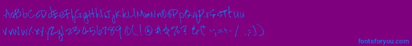 HandscriptleftyRegular-Schriftart – Blaue Schriften auf violettem Hintergrund