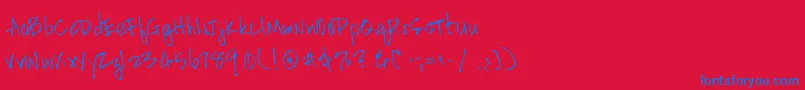 フォントHandscriptleftyRegular – 赤い背景に青い文字