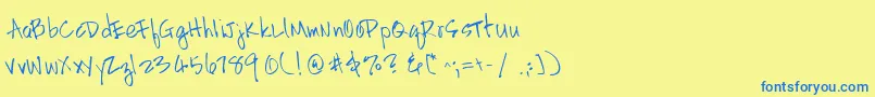 HandscriptleftyRegular Font – Blue Fonts on Yellow Background