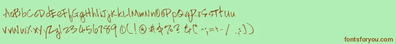 Шрифт HandscriptleftyRegular – коричневые шрифты на зелёном фоне