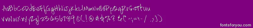 HandscriptleftyRegular Font – Green Fonts on Purple Background