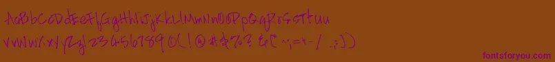 HandscriptleftyRegular Font – Purple Fonts on Brown Background