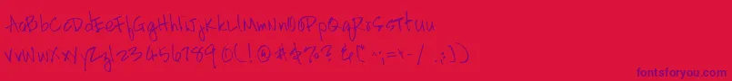 HandscriptleftyRegular Font – Purple Fonts on Red Background