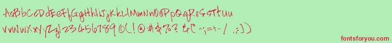 Шрифт HandscriptleftyRegular – красные шрифты на зелёном фоне