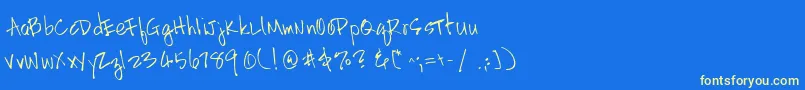 HandscriptleftyRegular Font – Yellow Fonts on Blue Background